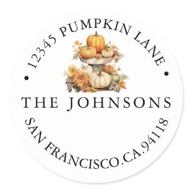 Pumpkin Autumn | Rustic Address Classic Round Sticker
