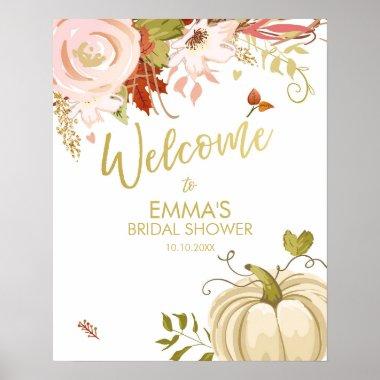 Pumpkin Baby Shower Welcome Sign Fall In Love Gold
