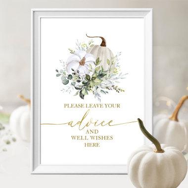 Pumpkin Fall Bridal Shower Advice Wishes Sign