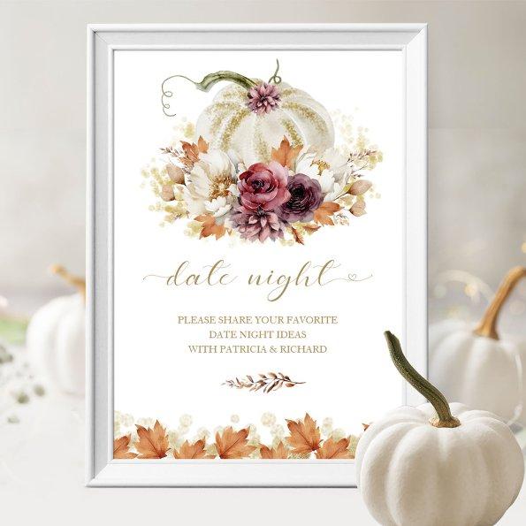 Pumpkin Fall  Date Night Jar Sign