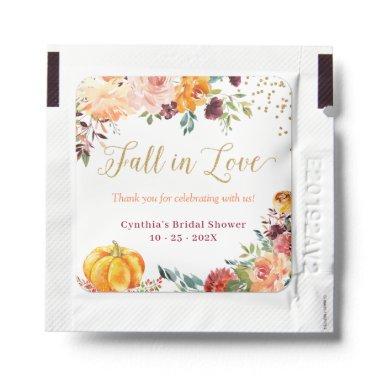 Pumpkin Fall in Love Fall Floral Bridal Shower Hand Sanitizer Packet