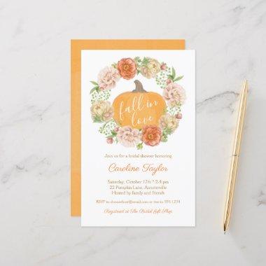 Pumpkin Fall Wreath Bridal Shower Invitations