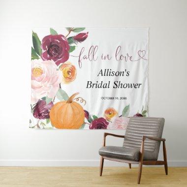 Pumpkin floral fall bridal shower backdrop sign