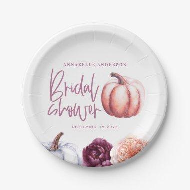 pumpkin floral fall purple peach  paper plates