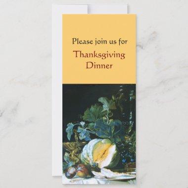 PUMPKIN , FRUITS AND GLASSWARE Thanksgiving Dinner Invitations