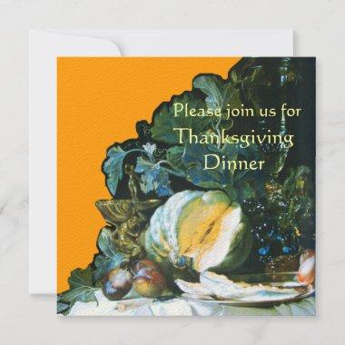 PUMPKIN ,FRUITS AND GLASSWARE Thanksgiving Dinner Invitations