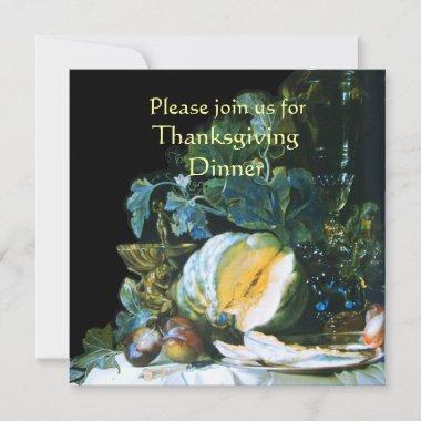 PUMPKIN , FRUITS AND GLASSWARE Thanksgiving Dinner Invitations