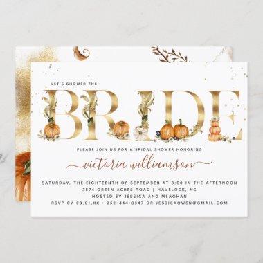 Pumpkin Gold Elegant Autumn Bridal Shower Invitations