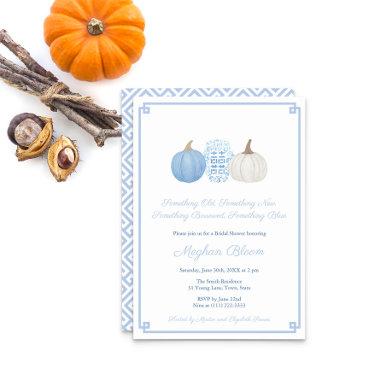 Pumpkin Old New Borrowed Blue Preppy Bridal Shower Invitations