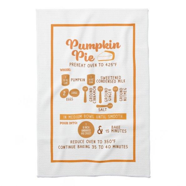Pumpkin Pie Recipe Kitchen Towel