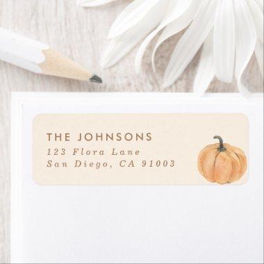 Pumpkin Return Address Label, Fall Shower Label