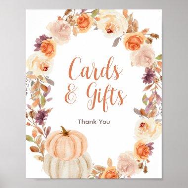 Pumpkin Rustic Floral Invitations and Gifts Sign