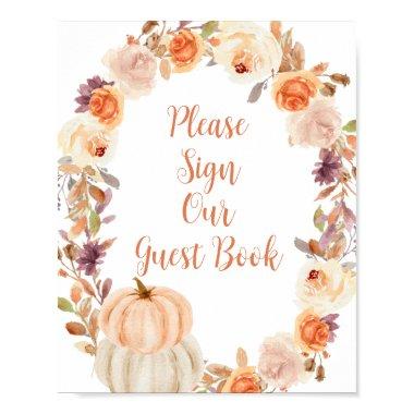 Pumpkin Rustic Floral Please Sign our Guest