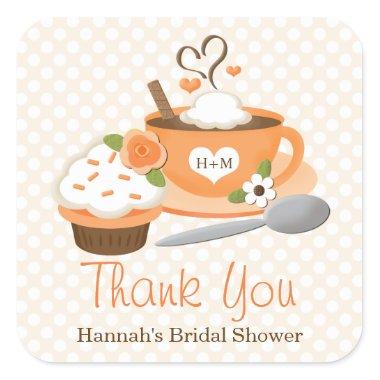 Pumpkin Spice Fall Bridal Shower Thank You Square Sticker