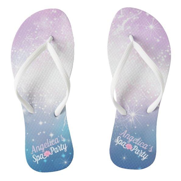Purple and Blue with White Sparks| Pink Spa Flower Flip Flops