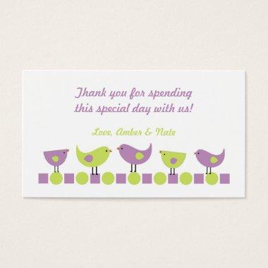 Purple and Chartreuse Birds Baby Shower Favor Tag