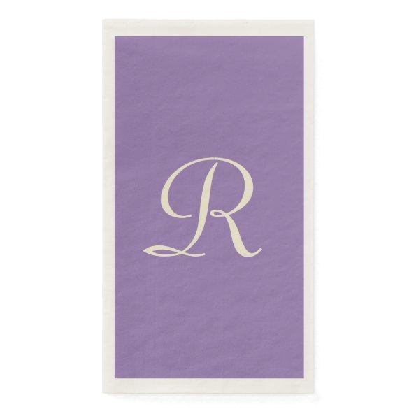 Purple and Cream Monogrammed Minimalist Paper Guest Towels