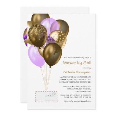 Purple and Gold Baby or Bridal Shower by Mail Invitations