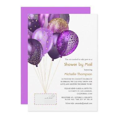 Purple and Gold Baby or Bridal Shower by Mail Invitations