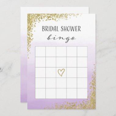 Purple and Gold Bridal Shower Bingo Invitations