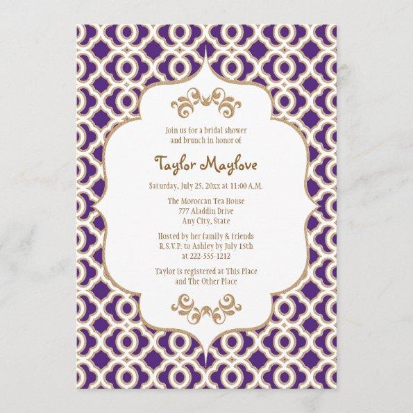 Purple and Gold Moroccan Bridal Shower Invites