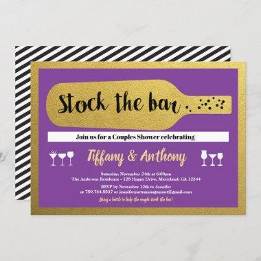 Purple and gold stock the bar Invitations glam