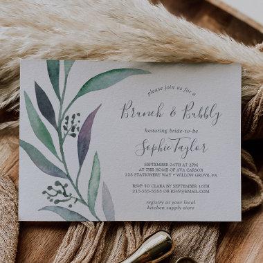 Purple and Green Eucalyptus Brunch and Bubbly Invitations