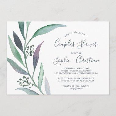 Purple and Green Eucalyptus Couples Shower Invitations