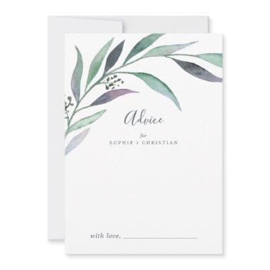 Purple and Green Eucalyptus Wedding Advice Card