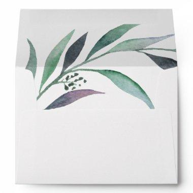 Purple and Green Eucalyptus Wedding  Envelope