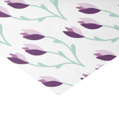 Purple and Green Floral Tissue Paper