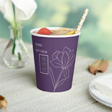 Purple and Grey Floral Paper Cups