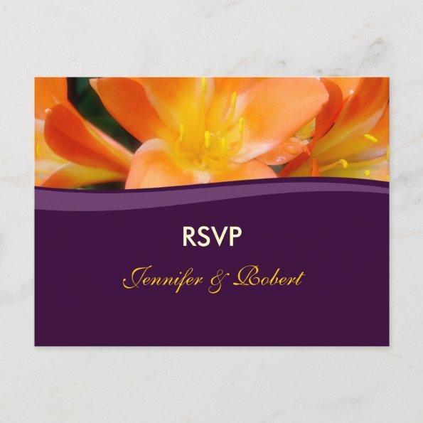 Purple and Orange Wedding RSVP Invitation PostInvitations