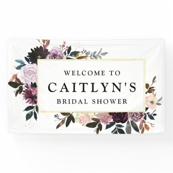 Purple and Pink Floral Bridal Shower Welcome Banner