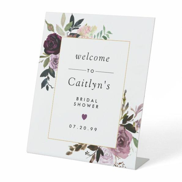 Purple and Pink Floral  Welcome Pedes Pedestal Sign
