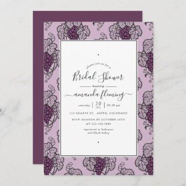 Purple and Plum Wine themed Bridal Shower Invitations
