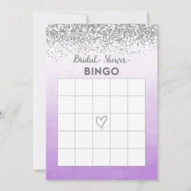 Purple and Silver Bridal Shower Bingo Invitations