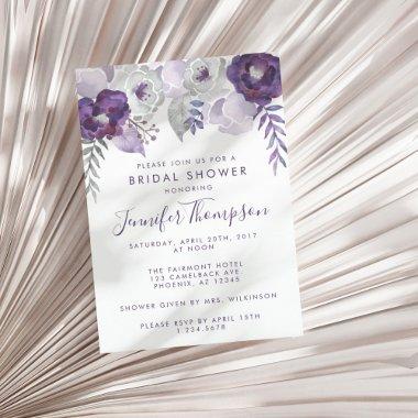 Purple and Silver Watercolor Floral