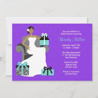 Purple and Turquoise Bridal Shower Invitations