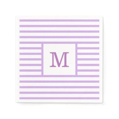 Purple and White Stripes Custom Monogram Napkins