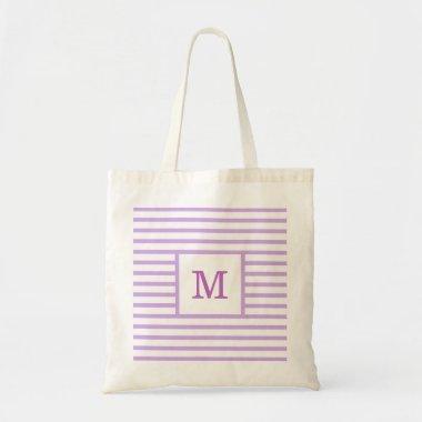 Purple and White Stripes Custom Monogram Tote Bag
