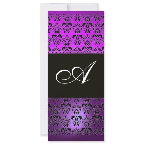 PURPLE BLACK DAMASK MONOGRAM , white