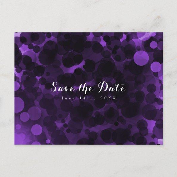 Purple & Black Dots Modern Party Save the Date Announcement PostInvitations