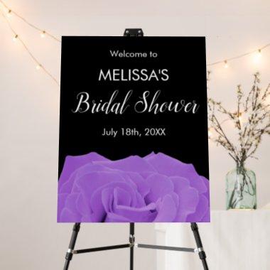 Purple Black Rose Bridal Shower Welcome Foam Board