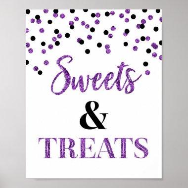 Purple Black Sweets & Treats Dessert Table Poster