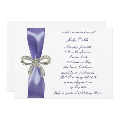 Purple Blue Diamond Bow Bridal Shower Invitations