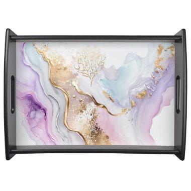 Purple Blue Gold Watercolor Wash Serving Tray
