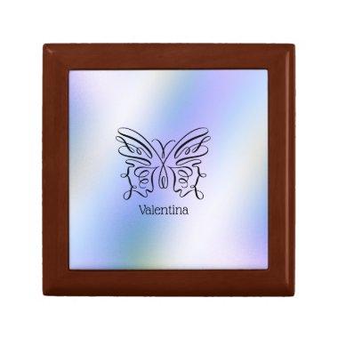 Purple Blue Holographic Butterfly Monogram Name Gift Box