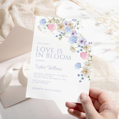 Purple & Blue Love is in Bloom Bridal Shower Invitations