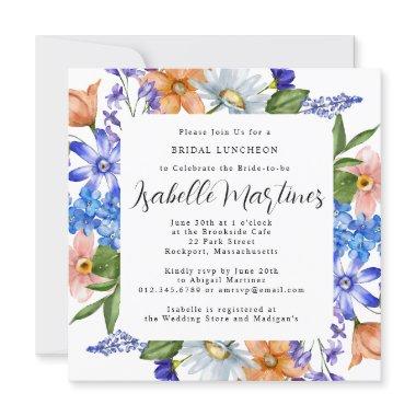 Purple Blue Pink Floral Bridal Luncheon Shower Invitations